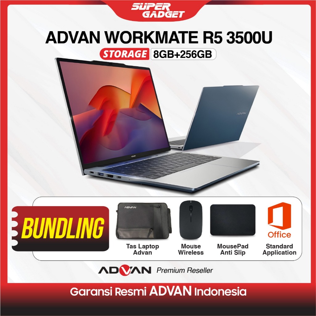 Advan Workmate R5 3500U FHD+ RAM 8GB SSD 256GB Laptop 14 inch