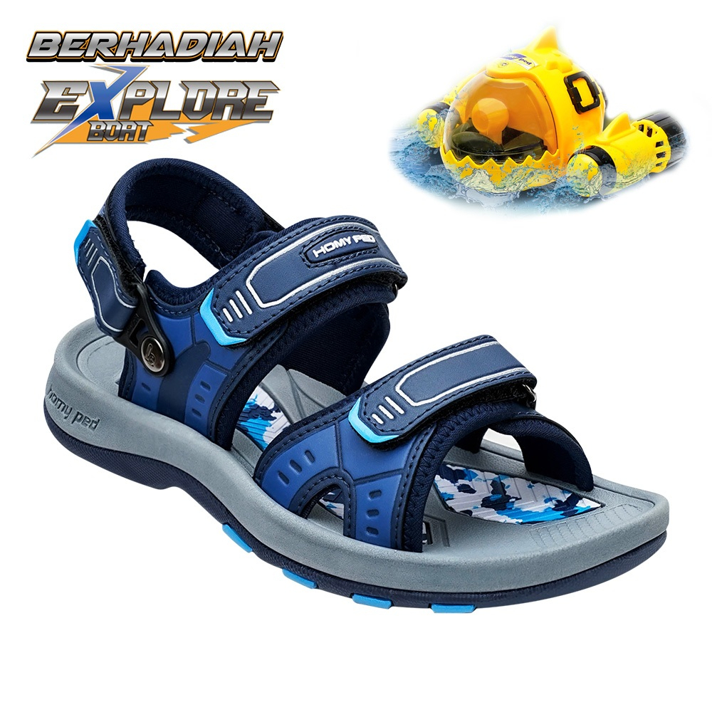 Sandal Gunung Anak Cowok Homyped Sol Karet Anti Licin Magnet Size 28-37 Hitam Biru