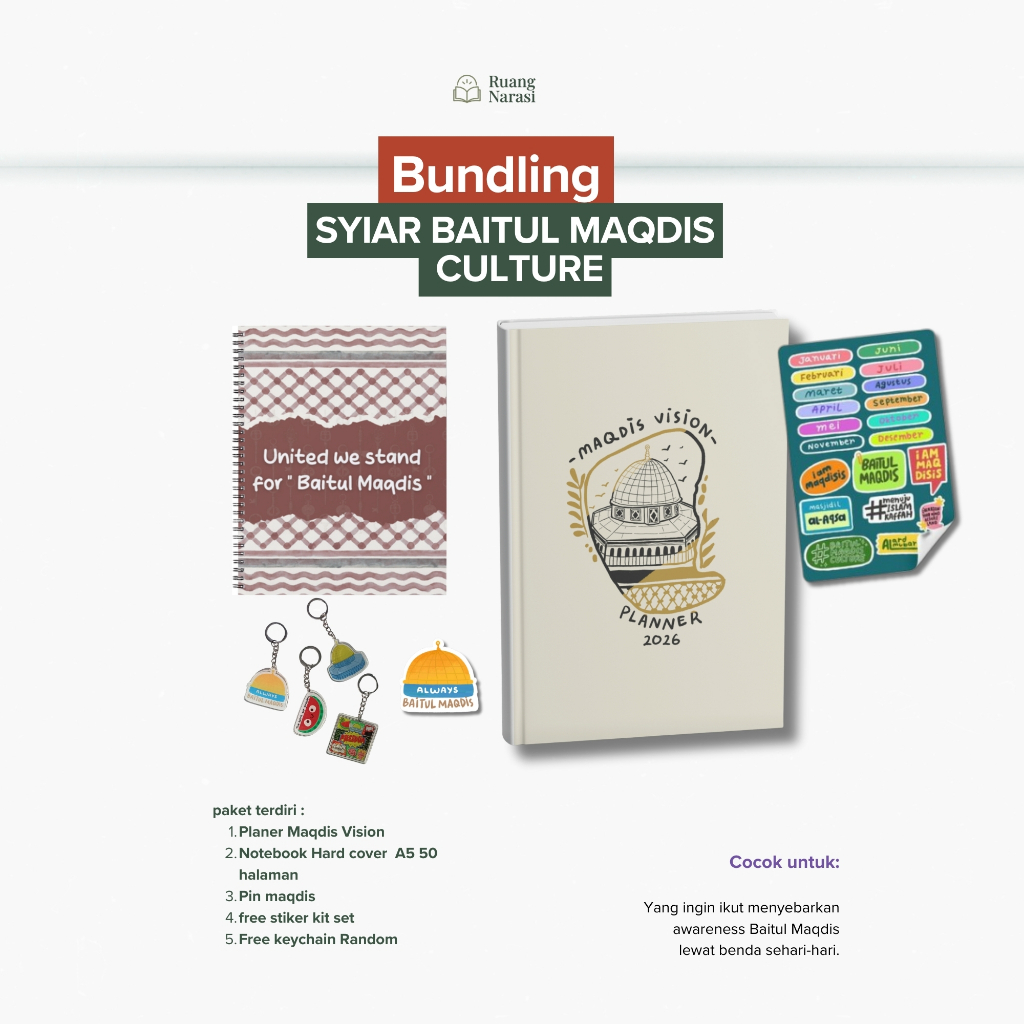 Planner Islami 2026 Baitul Maqdis Vision | Islamic Life Planner Produktivitas Ibadah & Kontribusi Um