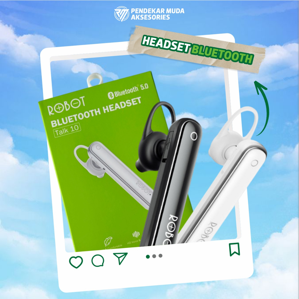 Headset / Earphone Bluetooth 5.0 / wireless, Merek BT TALK 10 ROBOT ( HFRT 05 )