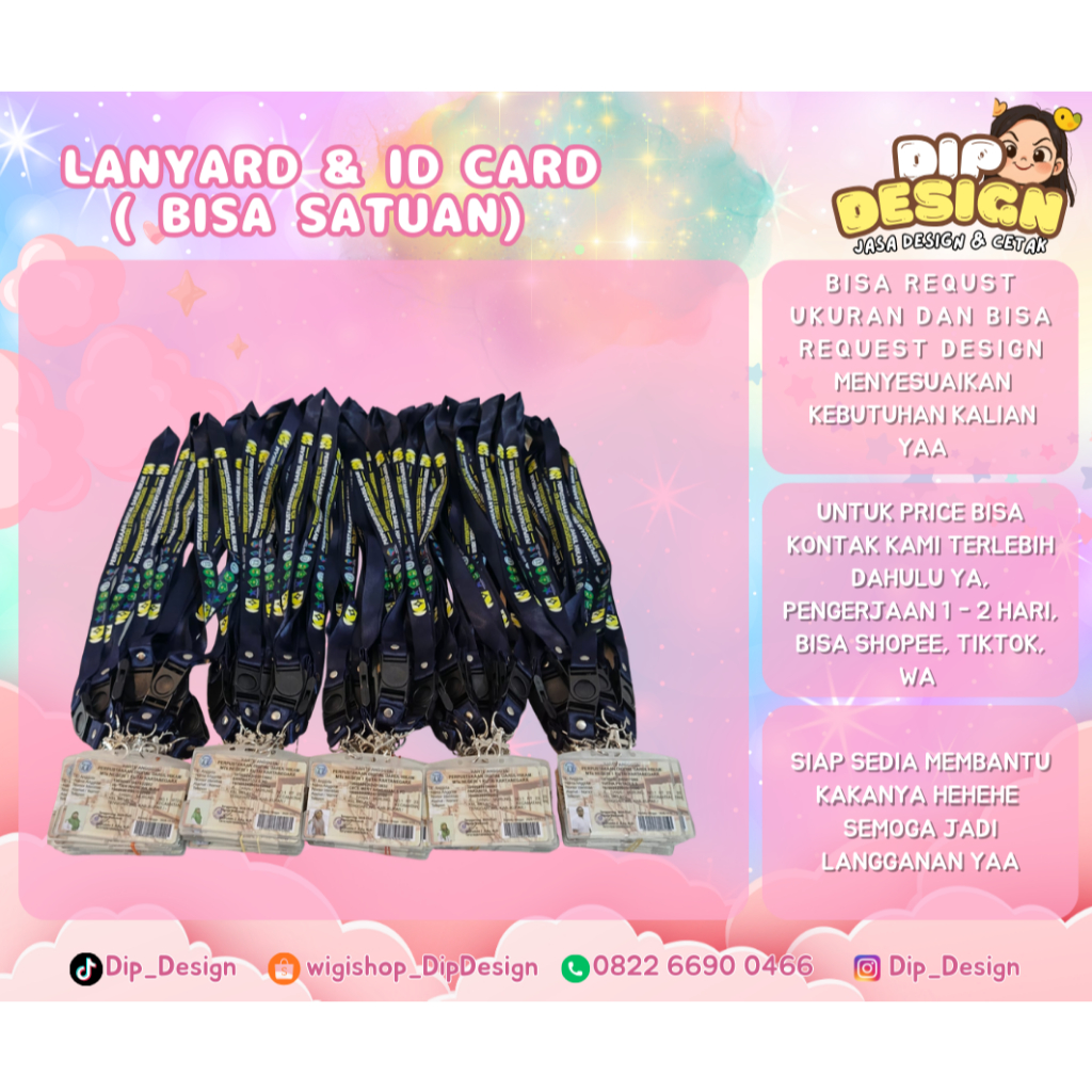LANYARD ID CARD CUSTOM + KARTU PVC+ FRAME/ FREE CUSTOM DESIGN ya