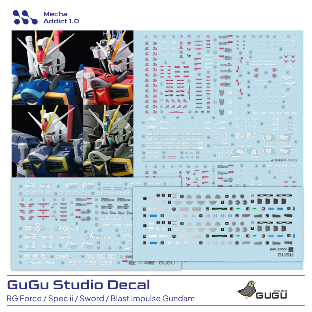 Water Slide Decal RG Impulse Gundam Force Impulse / Spec ii / Sword / Blast  by GUGU