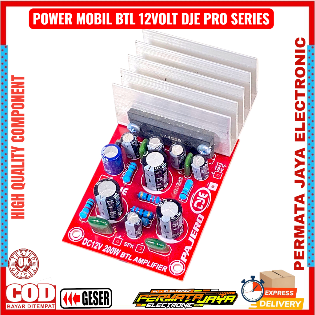 Kit Power Amplifier Mobil PAJERO Mono DC 12 volt BTL 200 Watt Kualitas Terbaik DJE PRO SERIES