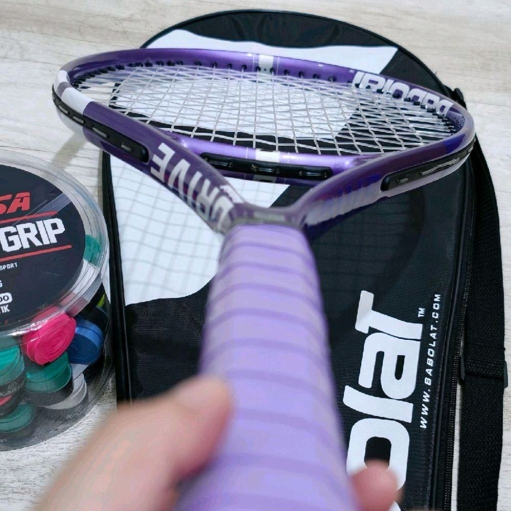 RAKET TENIS LAPANGAN PEMULA WARNA UNGU SIAP FREE TAS /GRIP/SENAR CADANGAN