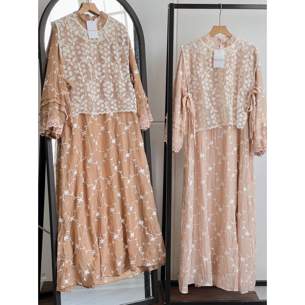 gamis vest bordir, dress wanita vest lepas