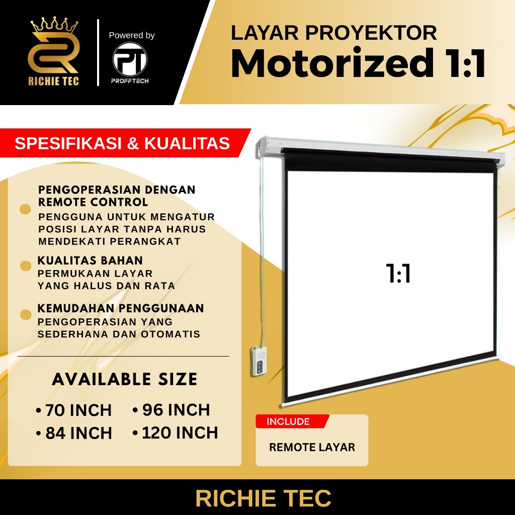 RICHIETEC - Layar Proyektor Motoric 120 inch