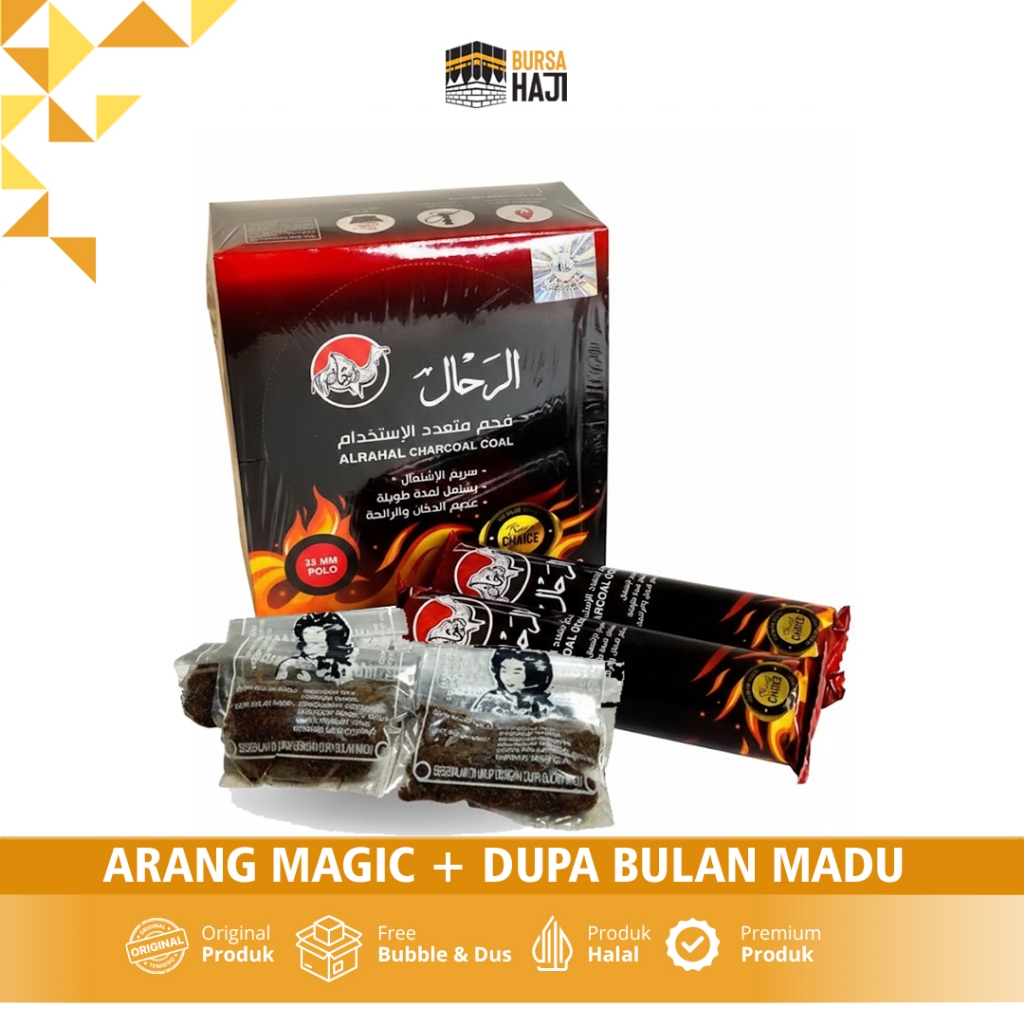 Arang Magic Al Rahal + Dupa Pengantin Min - 6 Pcs Mudah Menyala, Tidak Berbau, Desain Donat