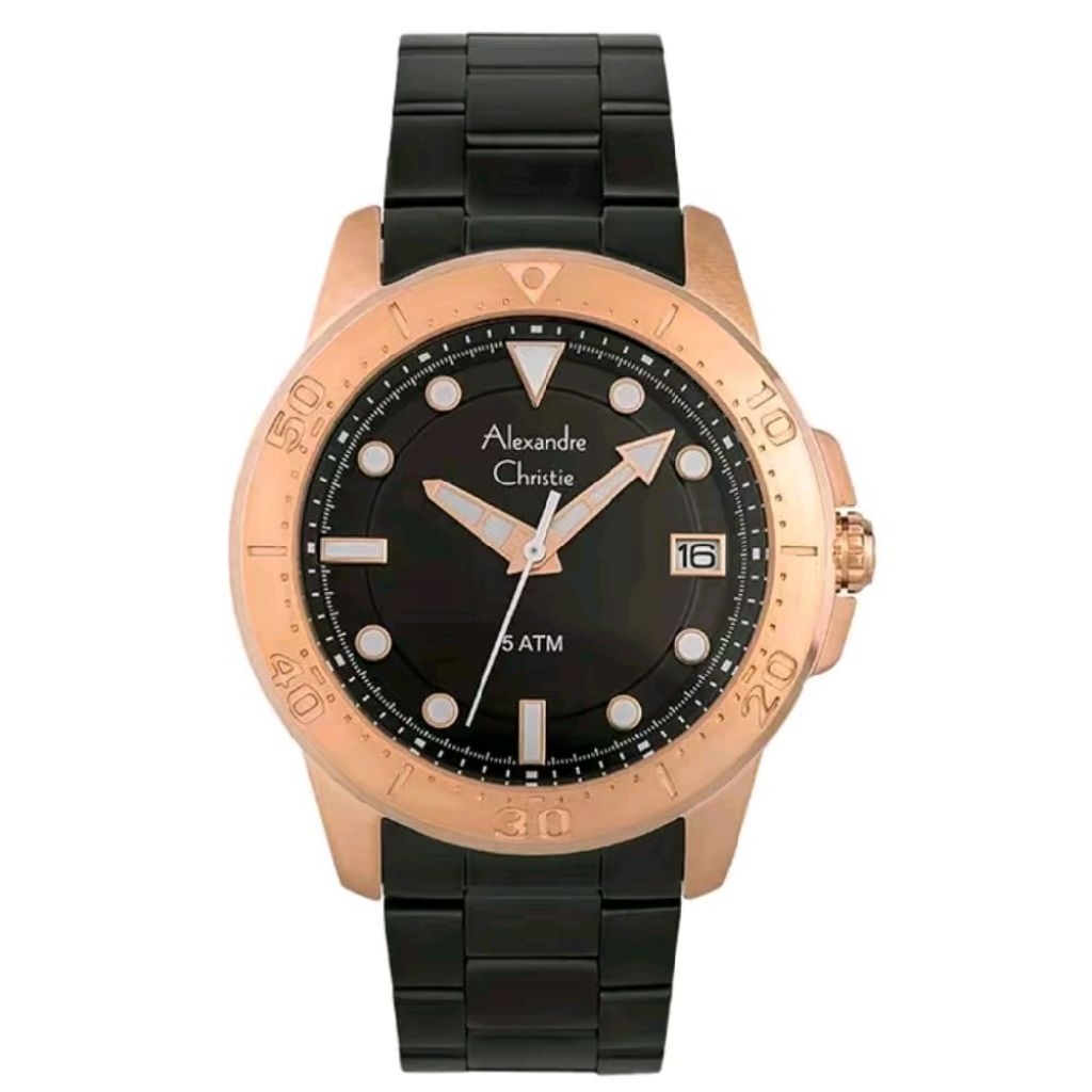 AC 6517 MD Alexandre Christie Jam Tangan Pria Chronograph Black Rose
