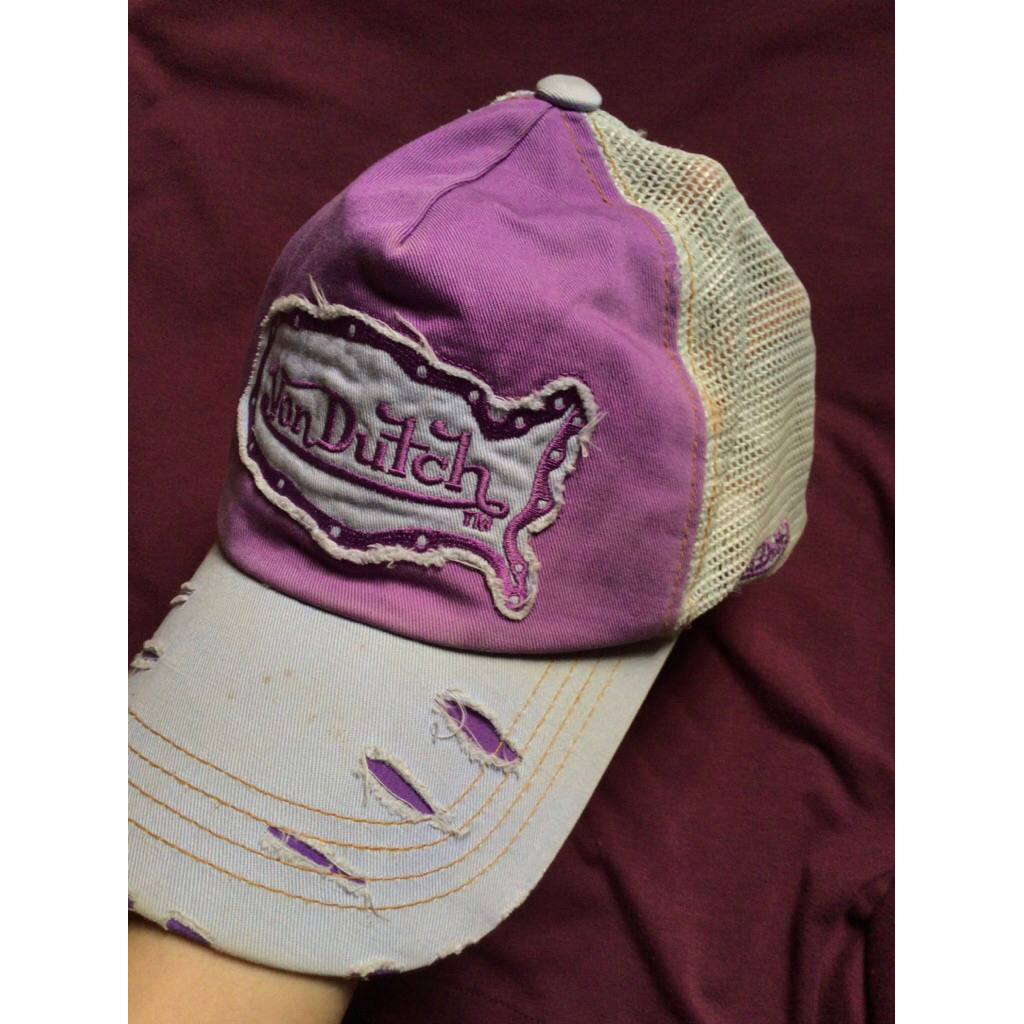 ORIGINAL VON DUTCH TRUCKER HAT PURPLE VELVET | PRELOVED TOPI WANITA Y2K STYLE VON DUTCH