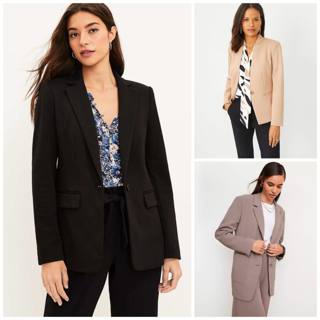 Blazer LOFT AnnTaylor Versa Drape and Cutaway one button Blazer