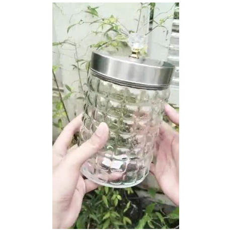 Toples Kaca Kedap Udara Motif timbul kotak / Toples Kaca cantik / Toples Kue Tutup Mewah