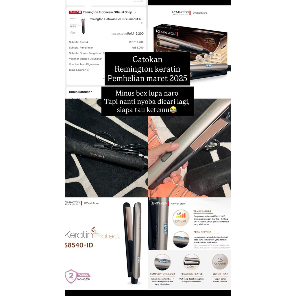 catokan remington keratin protect preloved pelurus rambut