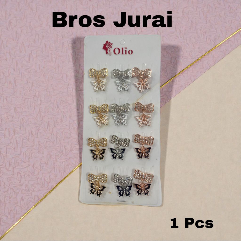 1 Pcs Bross dagu jurai kupu kupu bentuk permata Bros Hijab Kualitas Premium / bros dagu panjang / br