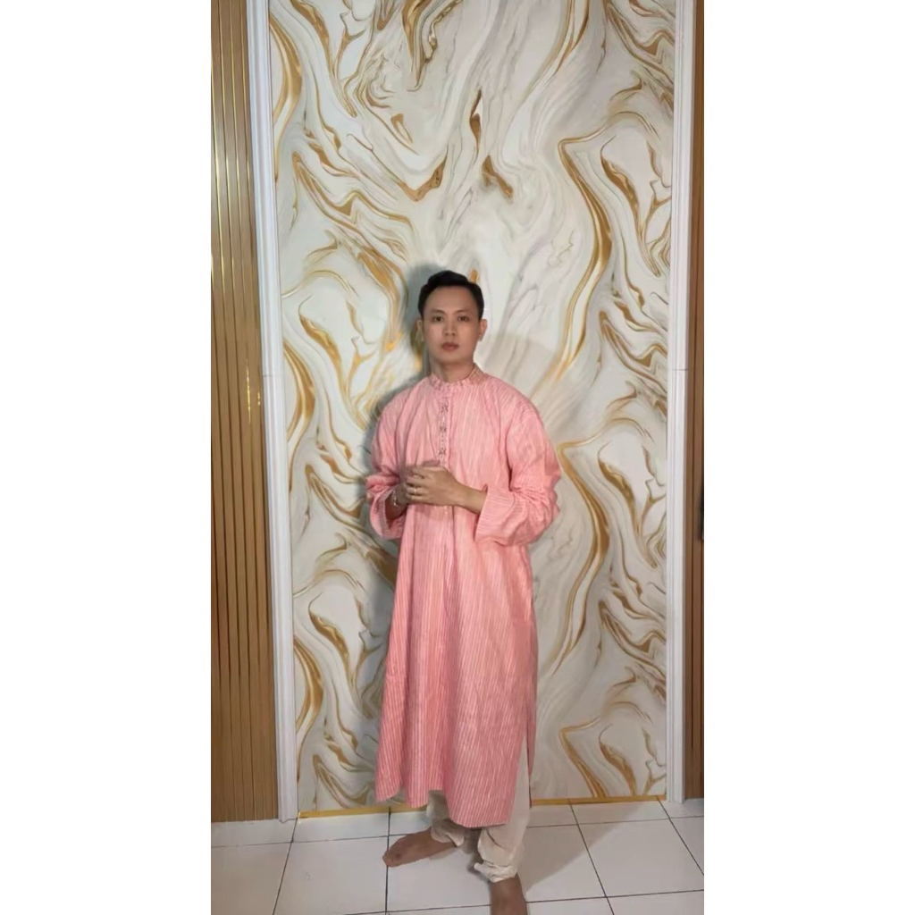 BAJU INDIA PRIA KURTA ONE SET BABY PINK SALUR