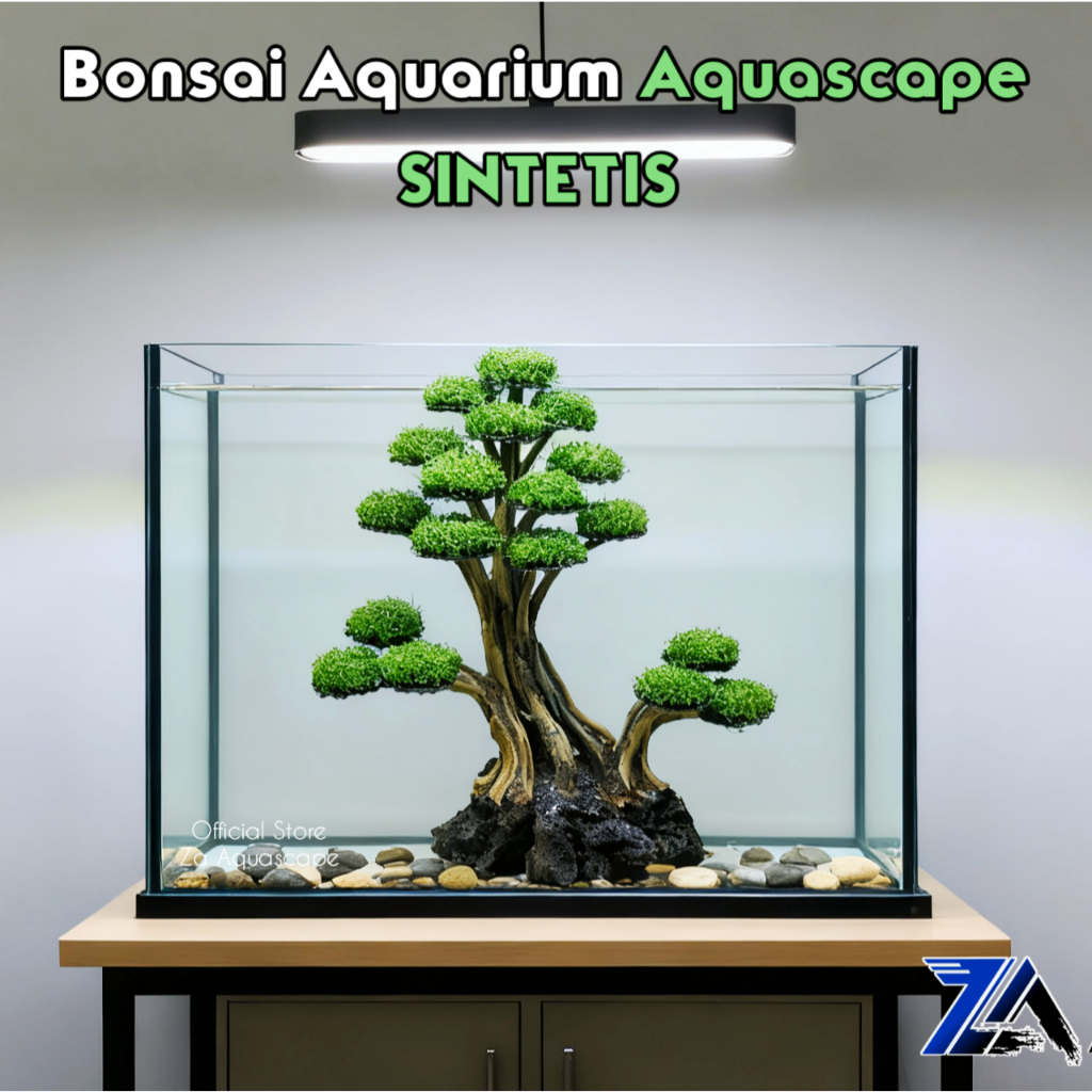Bonsai Aquascape sintetis - bonsai Aquarium sintetis tinggi 25 cm