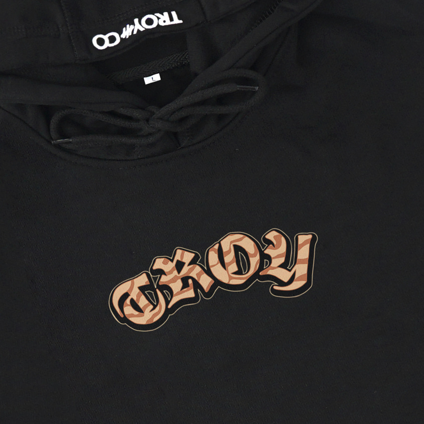 TROY COMPANY Hoodie Black Tigerstreifen - Hoodie Pria Hitam KHD 249