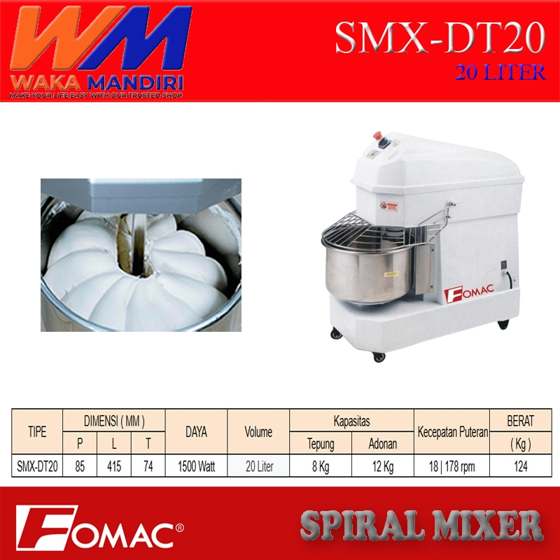 SMX-DT20 Spiral Mixer 20L Fit Head with New Cover 220V "FOMAC"