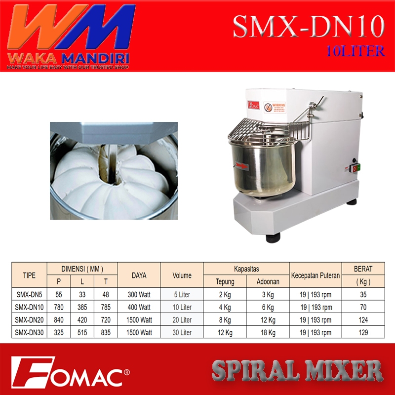 SMX-DN10 Doughmaker Machine (Spiral Mixer) "FOMAC"