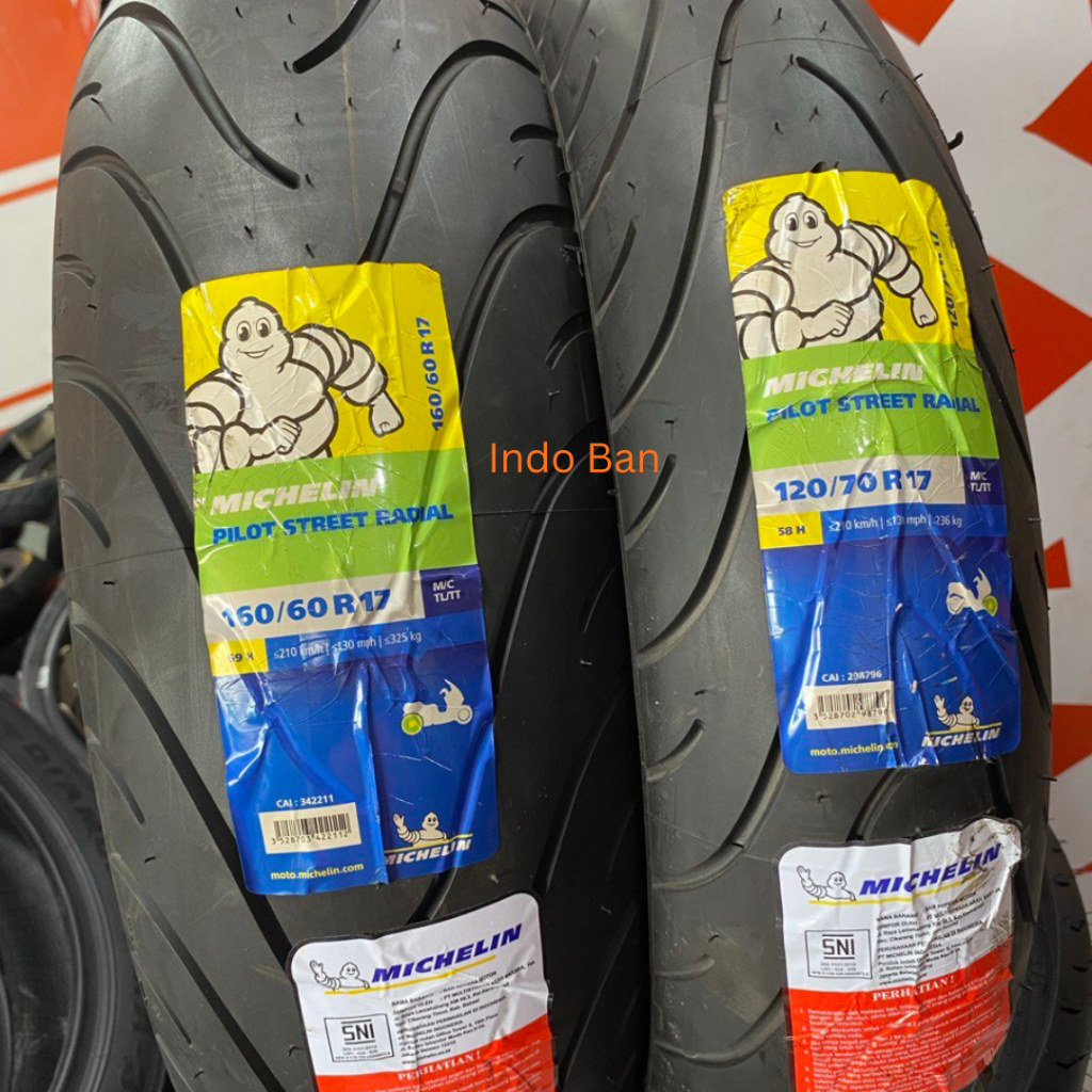 SNI Ban MICHELIN 120/70-17, 160/60-17, 180/55-17 PILOT STREET RADIAL /IMPORT Ban Motor TUBELESS Spor