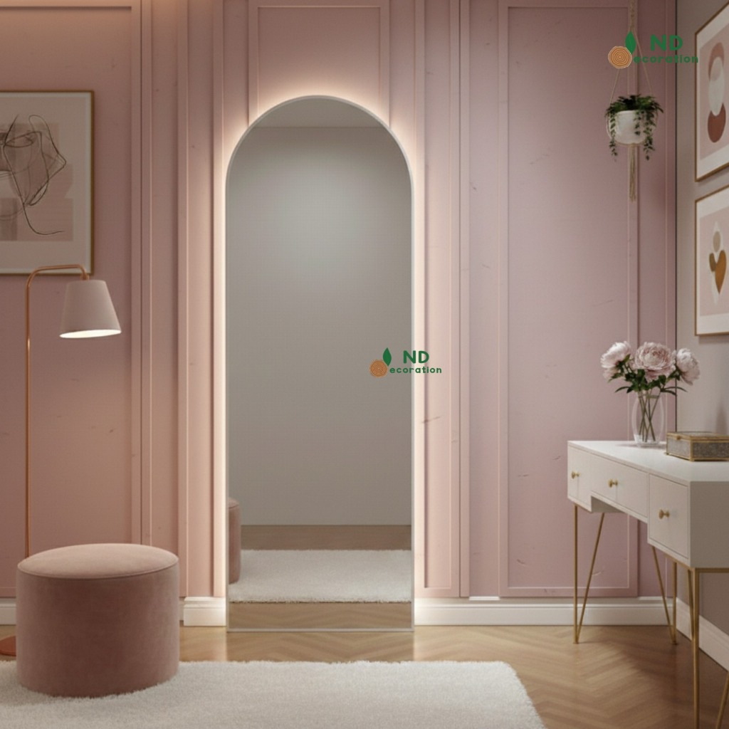 ND Decoration - Standing Mirror Dinding Aesthetic Full Body Plus Lampu LED