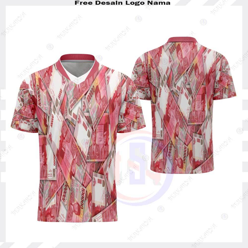 Jersey Unik Baju Uang 100 Ribu / Kaos Logo Uang 100 Ribu / Jerseu Uang Fullprint