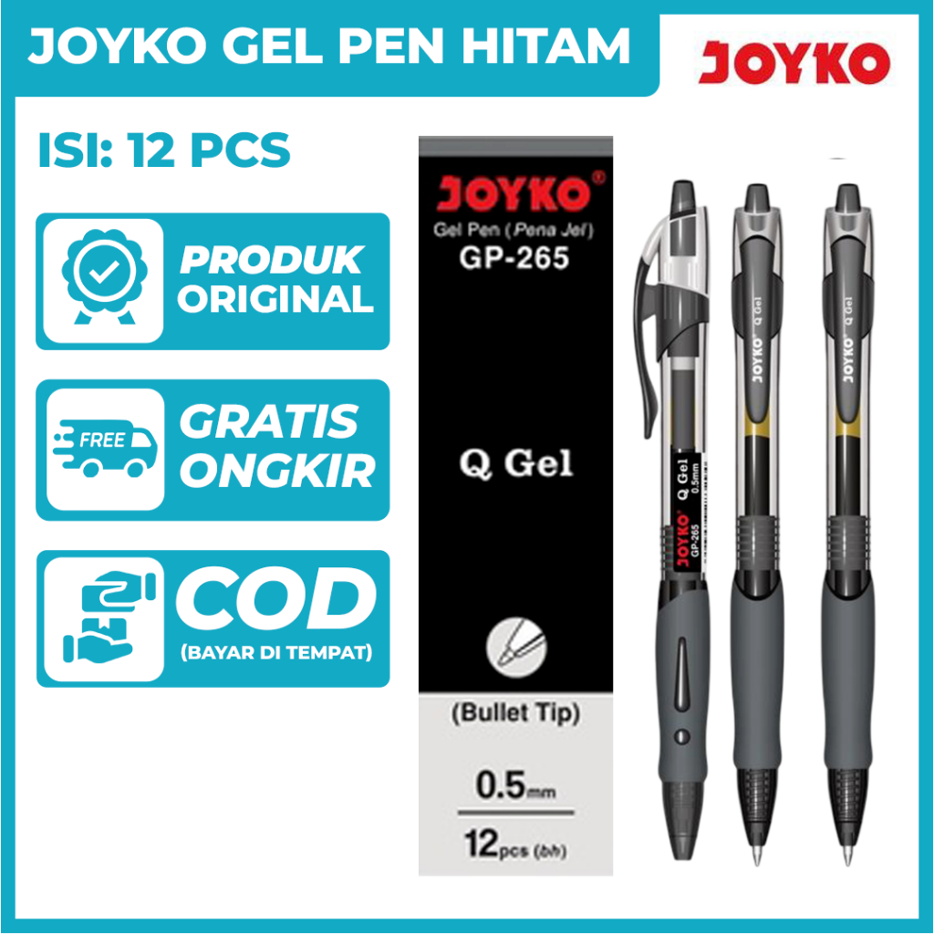 Pulpen - Gel Pen - Pena Joyko GP-265 - Q Gel - Hitam 1 Pack / Pulpen Joyko 1 Pack
