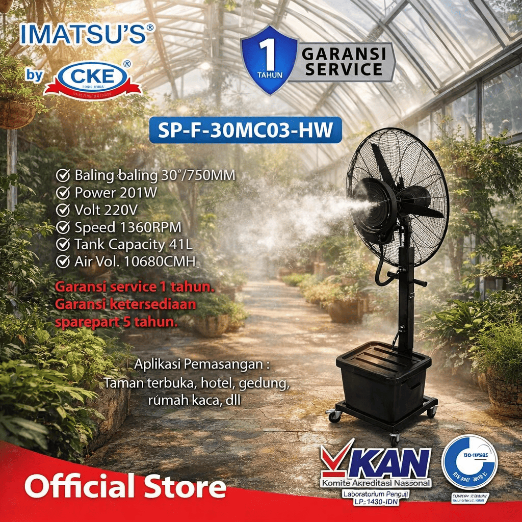 IMATSU'S Spray Fan 30 Inch Kipas Angin Embun Kabut 41 Liter Angin Kencang MIsty Fan Outdoor Indoor