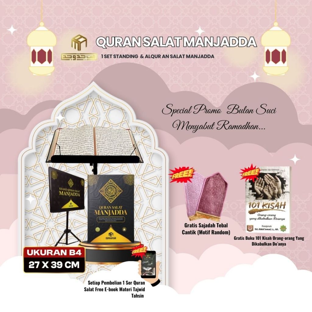 Manjadda Qur an Salat Jumbo + Standing Qur an Original Huruf/Khat Besar Tajwid Berwarna Memudahkan M