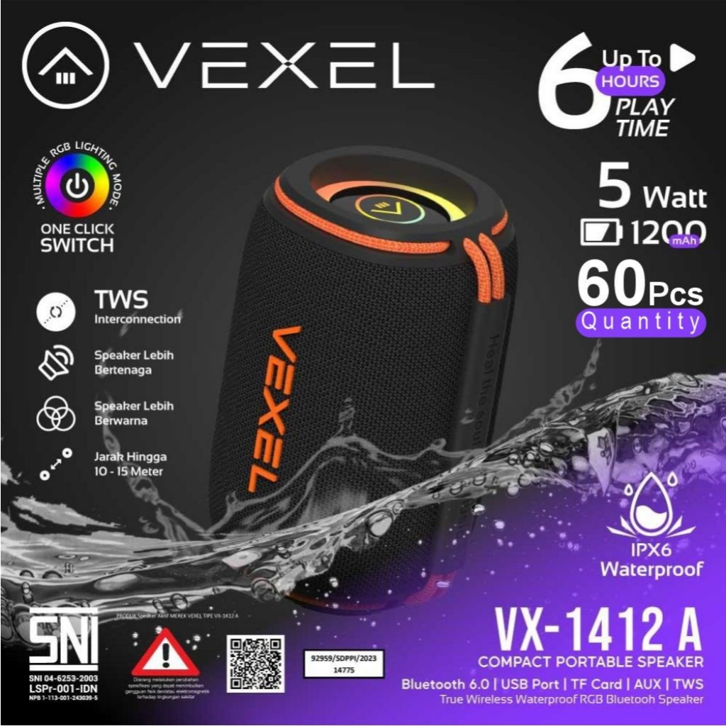 Speaker Bluetooth Portable Vexel Mewah