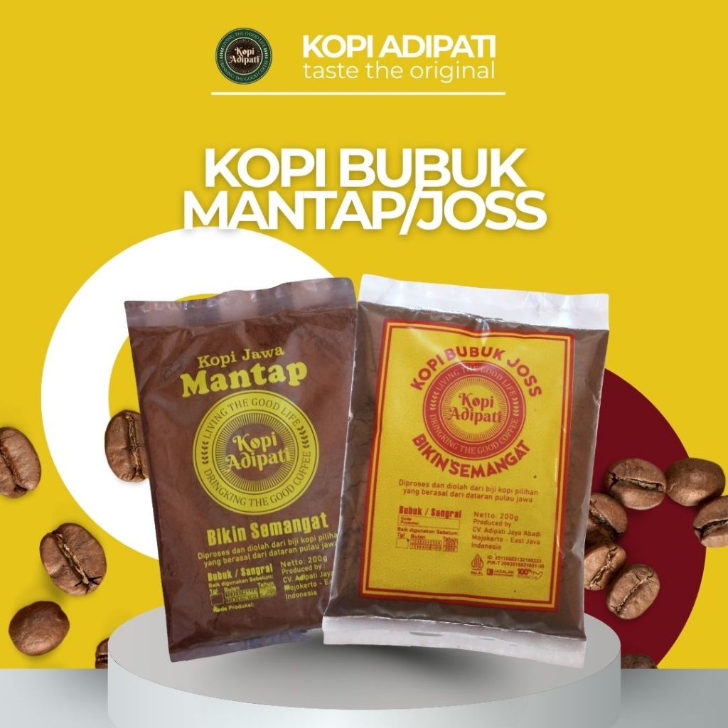 Kopi Adipati Mantap & Joss 200gr - Kopi Bubuk/Tubruk Asli, Fresh Roast, Rasa Strong & Wangi