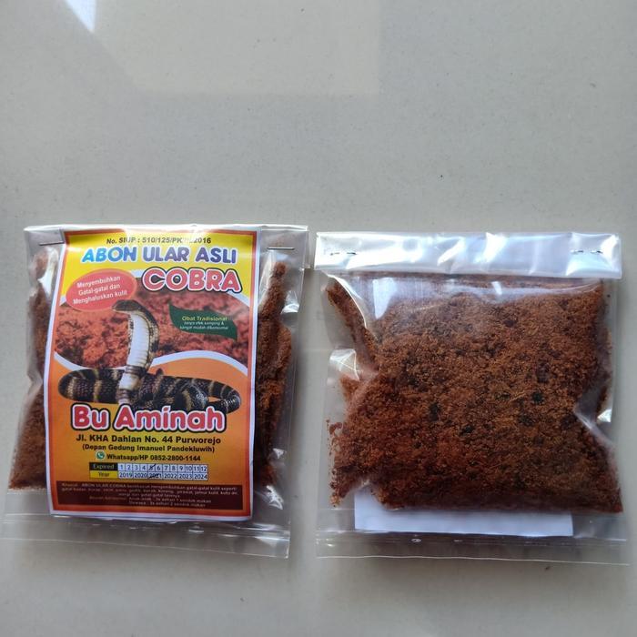 Abon Ular Cobra Asli Ibu Aminah Kemasan 1 Bungkus Isi 50 Gram Makanan Abon Daging Ular Cobra Gurih