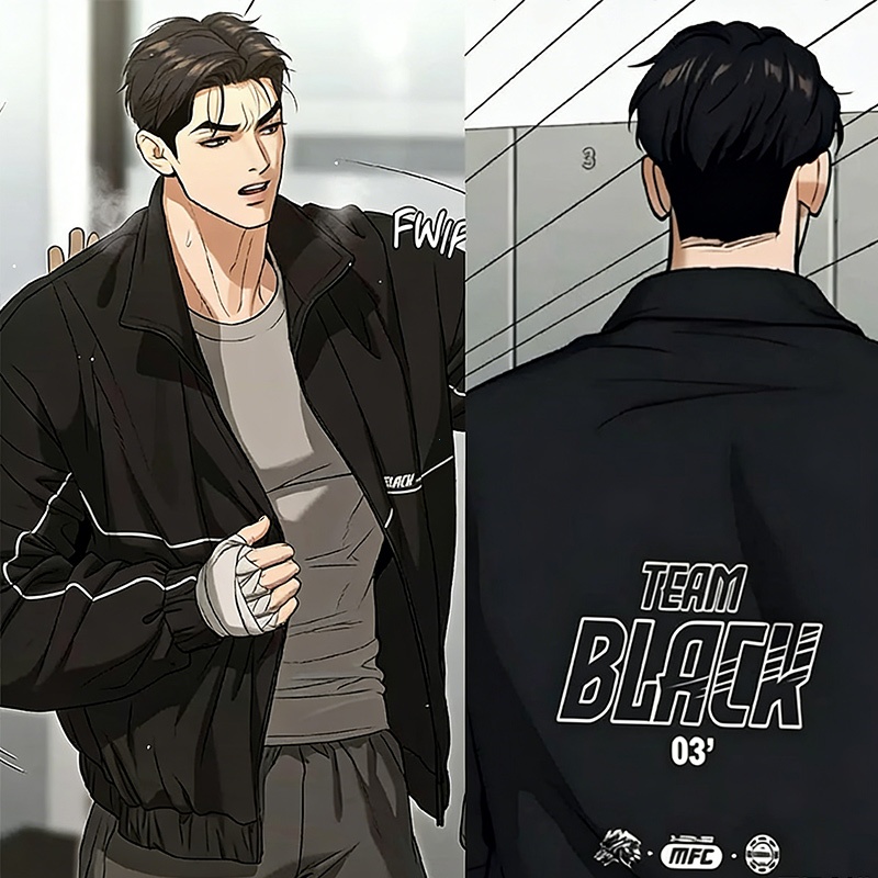 GTY Jaket Team Black Manhwa Jinx Joo Jaekyung,Jacket Parasut Tracksuit,Jeket Bomber Korea Style