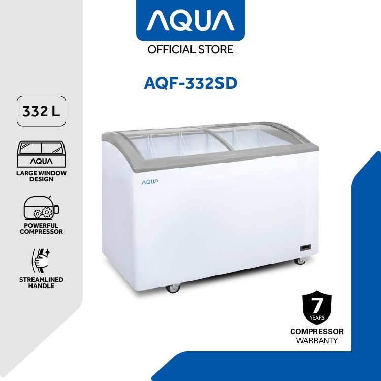 AQUA Chest Freezer 332L AQF-332SD Sliding Glass Door FREEZER ICE CREAM