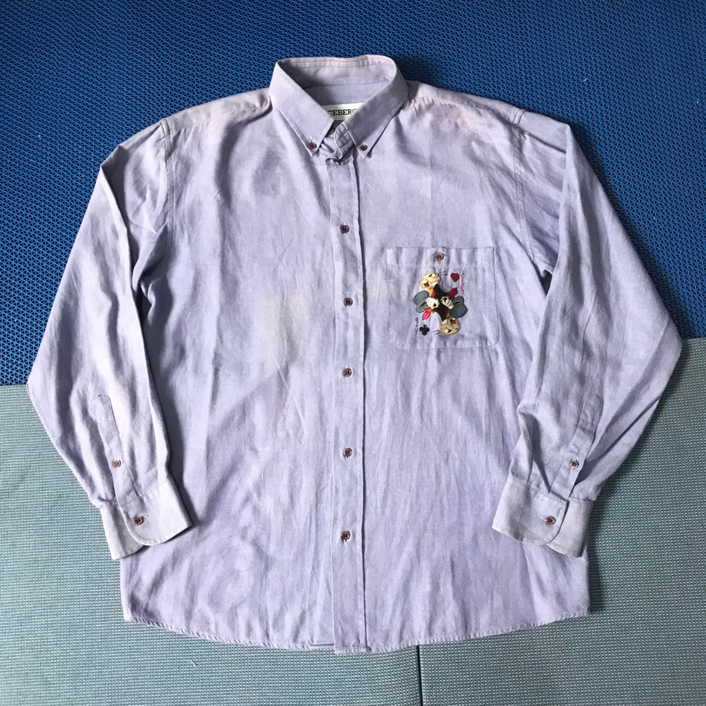 Vintage Iceberg italy Blue Oxford Shirt Chambray  Long sleeves shirt  Made in Italy  Size L  Pxl : 7