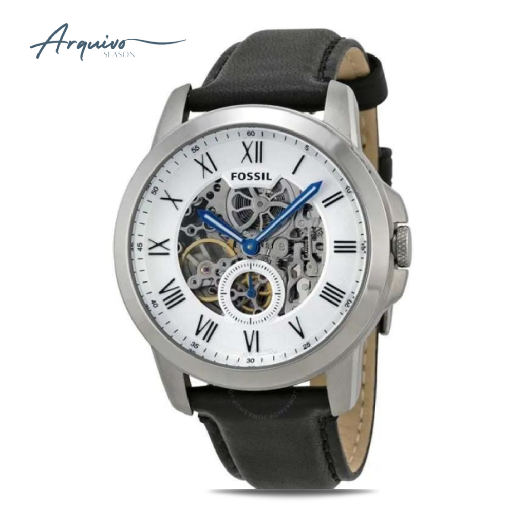 Jam Tangan Pria Fossil Grant Automatic Casual Kulit Black Mewah Casual Original ME3053