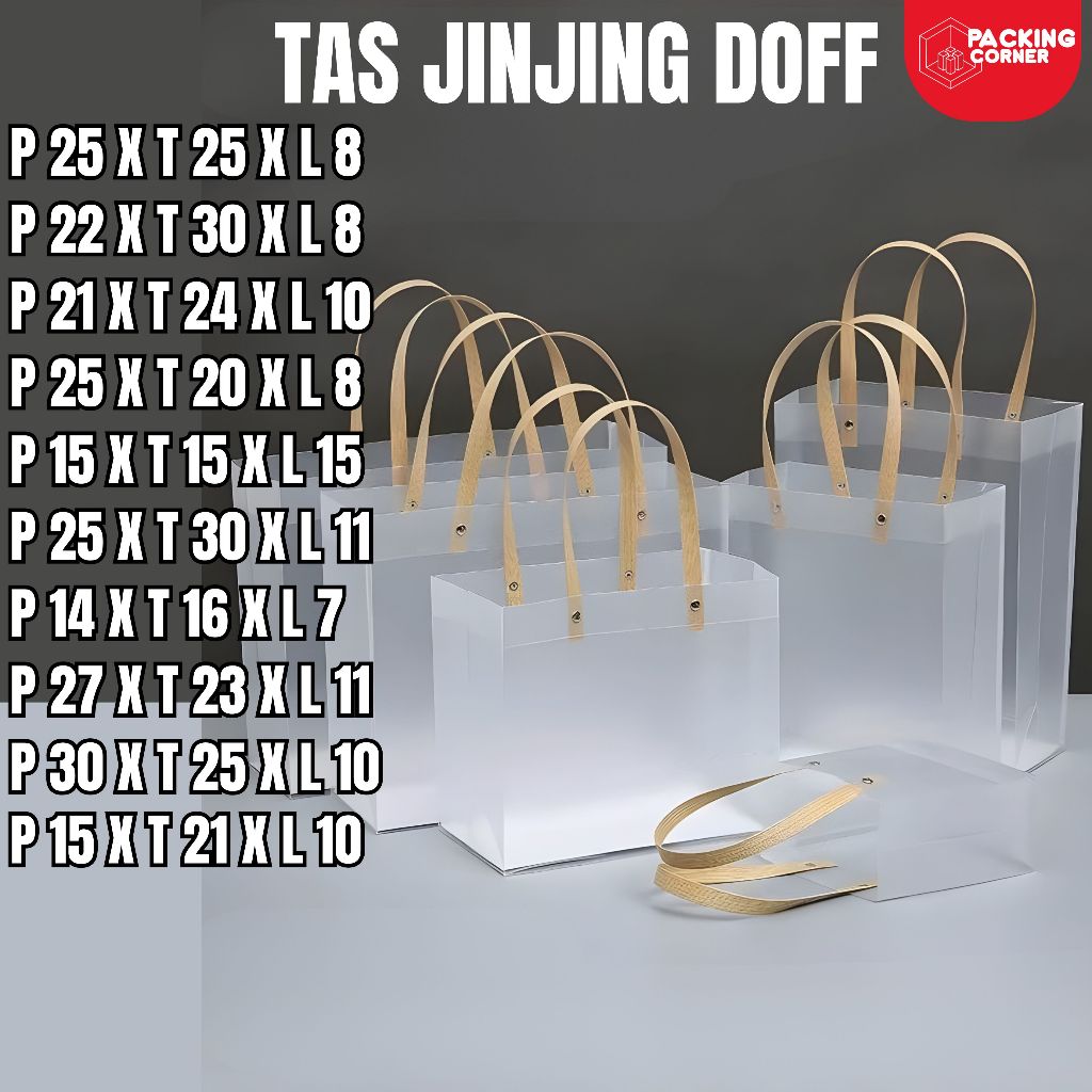 Tas Hampers Mika Doff Transparan PP | Goodie Bag Tenteng Polos Doff