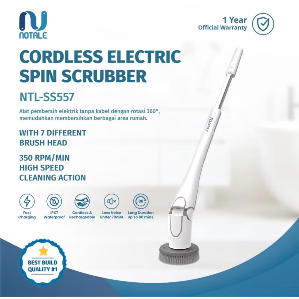 SECOND NOTALE Cordless electric spin scrubber