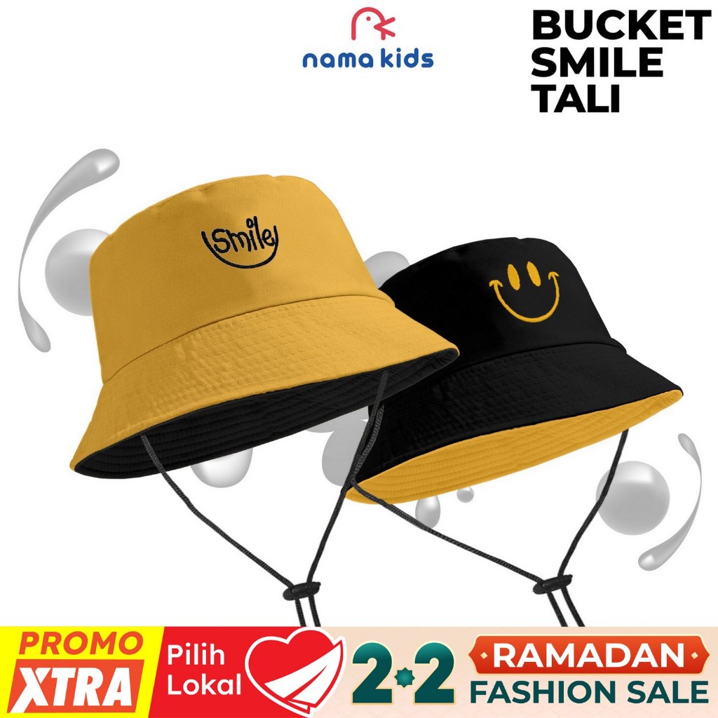 TOPI BUCKET ANAK Dewasa KOREA TOPI ANAK BORDIR SMILE TOPI BUCKET Dewasa Couple Anak WANITA PRIA