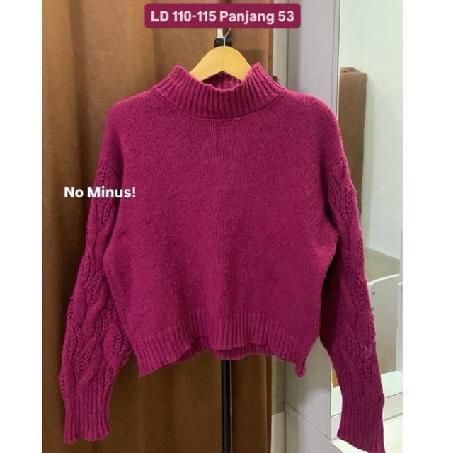 Sweater Kepang Rajut Magenta || Sweater Rajut || Magenta