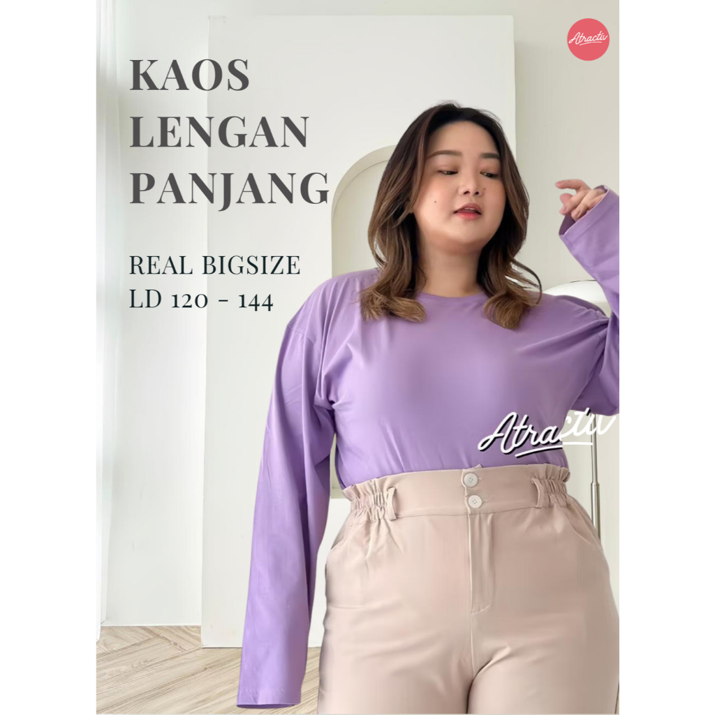 ATRACTIV Kaos Polos Jumbo Lengan Panjang Unisex LD120 LD132 LD144 Kaos Jumbo Lengan Panjang Wanita K