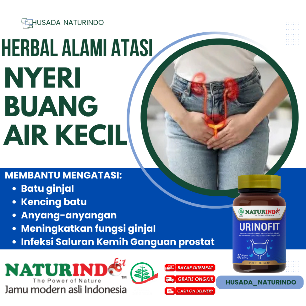 NATURINDO NYERI BAK Urinofit Herbal Obat Prostat Infeksi Saluran Kemih 50 Kapsul Dewasa Anak