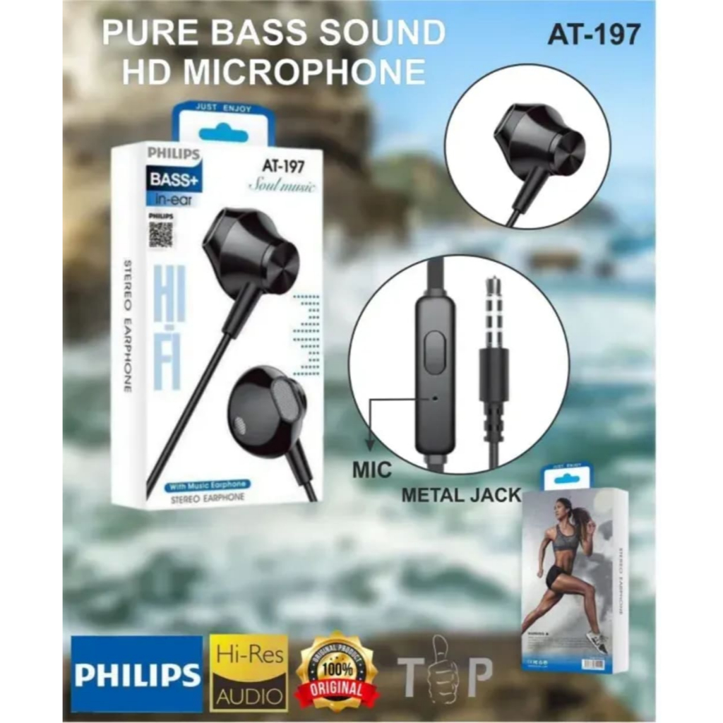 HF HEADSET PHILIPS AT-197 SUPER BASS / HEADSET PHILIPS ORIGINAL SUPER BASS