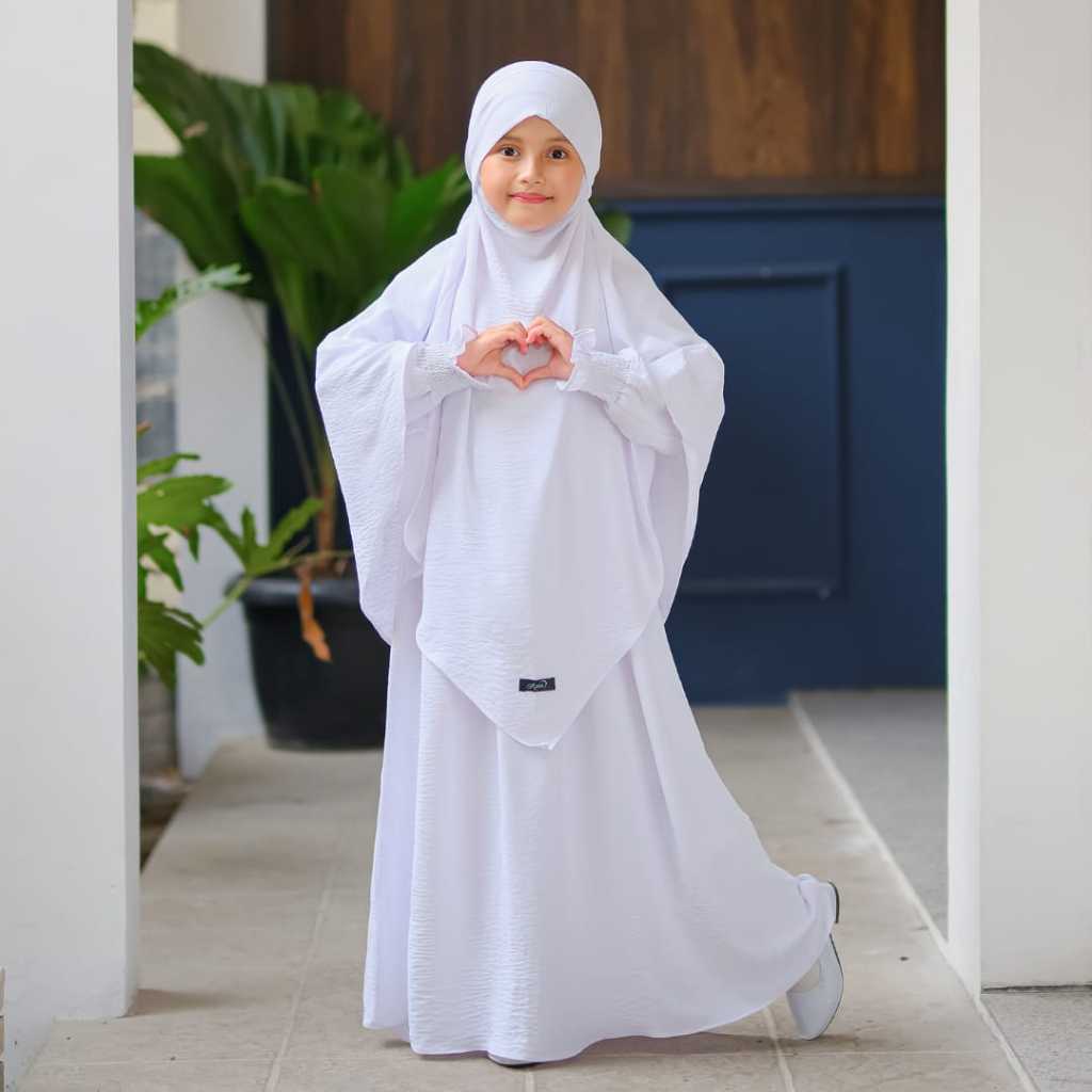 Malano Style - Baju Gamis Muslim Anak Remaja Perempuan French Khimar Instan Cadar Menyatu Anti UV