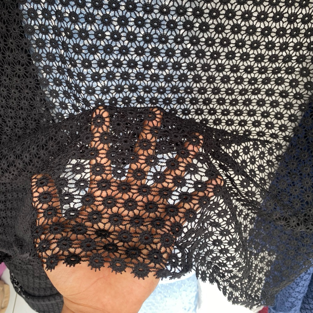 kain brukat prada katun / kain kebaya brukat prada warna hitam premium