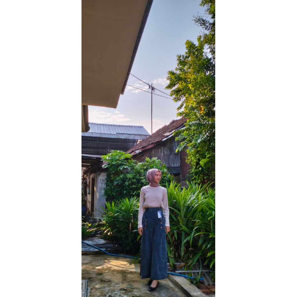 Celana Kulot Jeans Wanita Alazka Jumbo Palazzo - Lembut, Nyaman, dan Melar