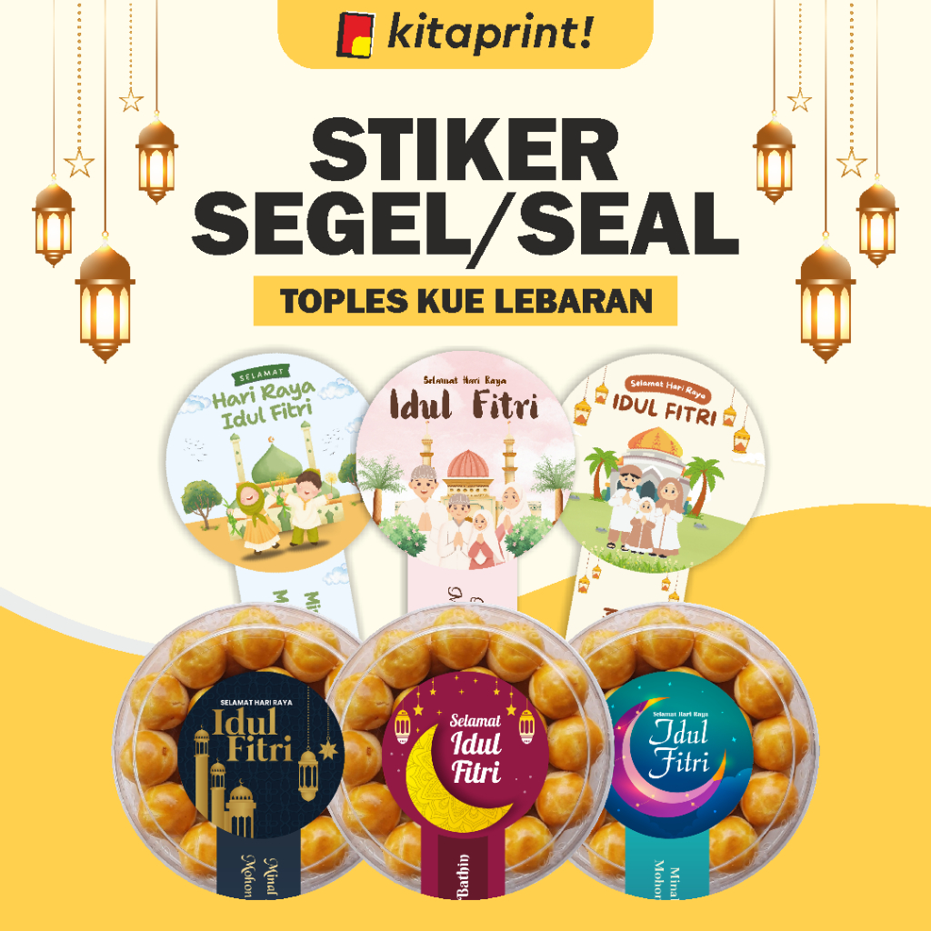 Stiker Segel Toples Kue Lebaran isi 50pcs - Stiker Toples kue kering Lebaran Idul fitri Stiker Hampe