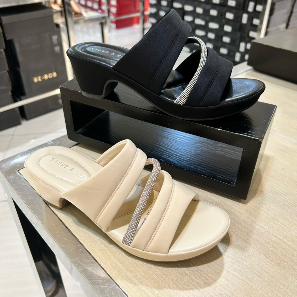 sandal wanita heels 7cm selop pesta ringan STEVE&CO ori