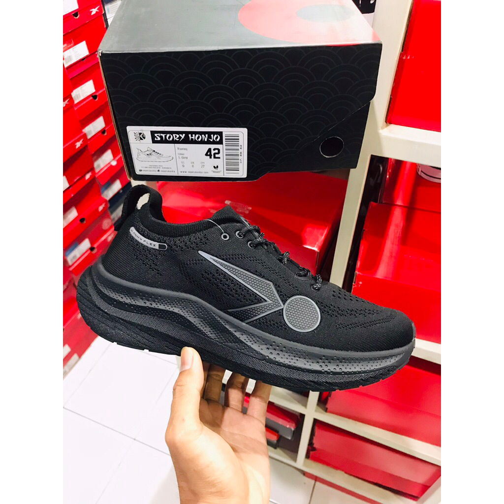 BIG SALE KANKY LACE FULL HITAM/BLACK ORIGINAL SEPATU PRIA/RUNNING/LARI/SNEAKERS