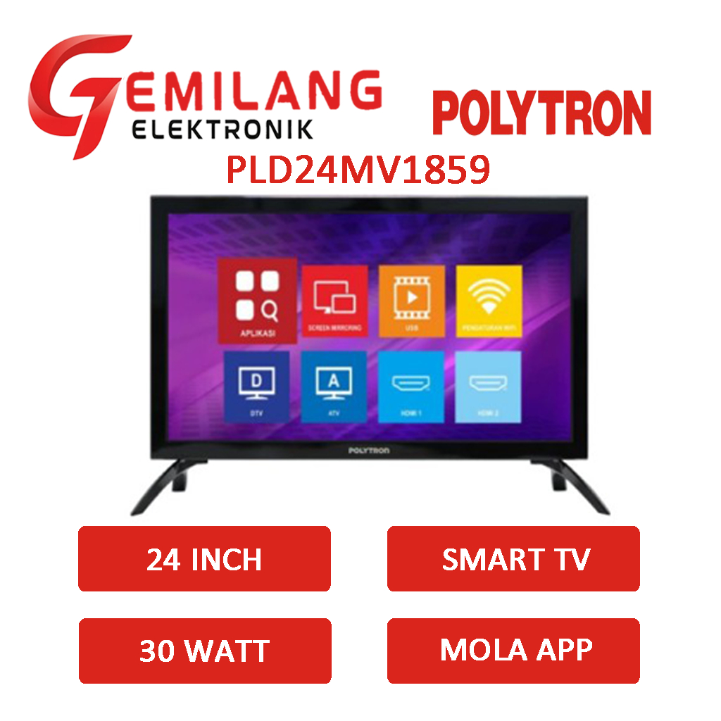 LED SMART TV POLYTRON 24 INCH 24MV1859 DIGITAL TV