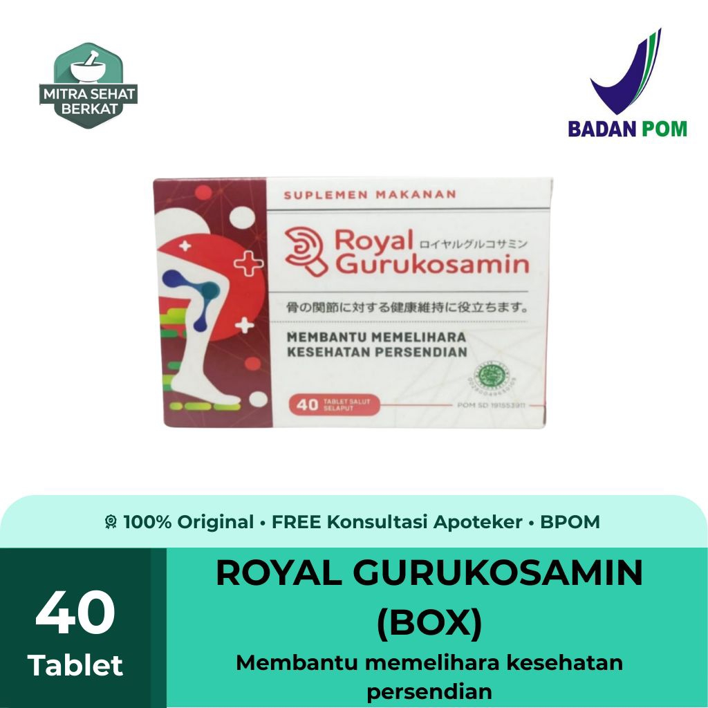 ROYAL GURUKOSAMIN GLUCOSAMINE BOX 40 Tablet |.Memelihara Kesehatan Persendian